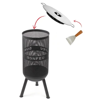 BonFeu Sæt med Ildsted BonVes 34 Sort, Plancha & Grillspade