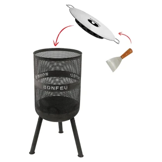 BonFeu Sæt med Ildsted BonVes 45 Sort, Plancha & Grillspade
