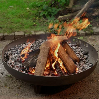 BonFeu Grillsæt med Ildskål BonBowl Plus 100 Cortenstål, Låg & Halvrund Grillrist