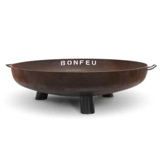 BonFeu Sæt med Ildskål BonBowl Plus 100 Cortenstål, Låg & Halvrund Grillrist