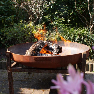 Grillsæt med Ildskål 100 cm Cortenstål, Fødder Rektangulær Carbon & Grillrist