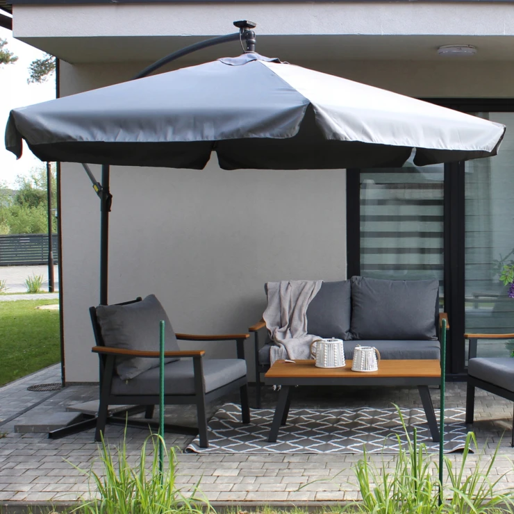 Haveparasol med Overtræk Celaeno Grå Ø 300 cm