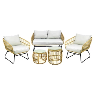 Havesæt med Sofa, 2 Sideborde, 2 Lænestole, 2 Stole & Hynder <strong>Verdeco</strong>  Brun, Grå