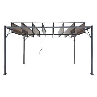 Pergola med Justerbare Lameller <strong>Arne</strong>  Grå, Brun 300x400 cm