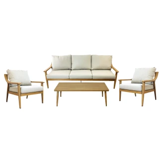 Havesæt med 3-Personers Sofa, Bord 128x53 cm, 2 Lænestole & Hynder <strong>Mirena</strong>  Beige