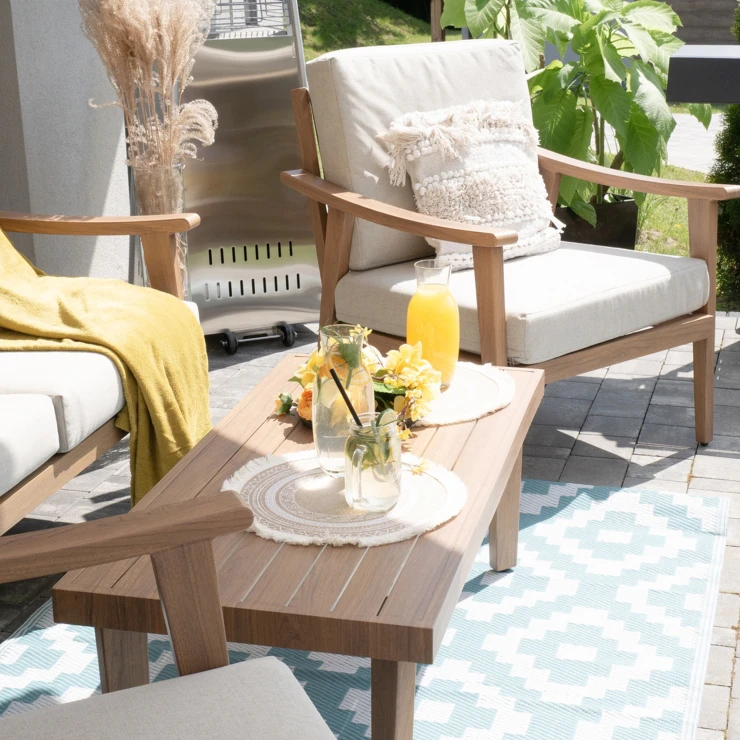 Havesæt med 2-Personers Sofa, Bord, 2 Lænestole & Hynder Umber Beige