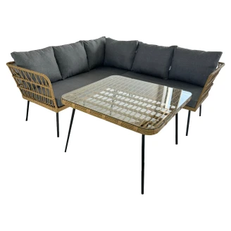 Havesæt med Hjørnesofa, Sofabord & Hynder <strong>Norvane</strong>  Brun, Grå