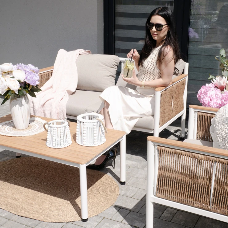 Havesæt med Sofa, Avanto Beige, 2 Lænestole, Bord & Hynder Beige