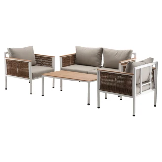 Havesæt med Sofa, <strong>Avanto</strong>  Beige, 2 Lænestole, Bord & Hynder Beige