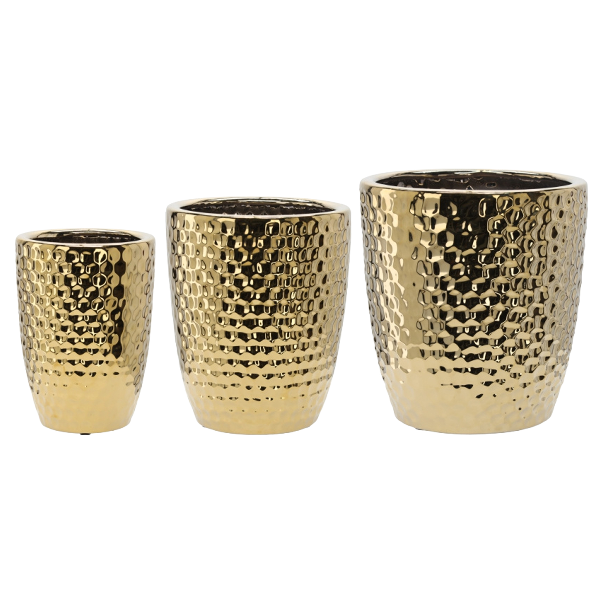 Sæt med 3 Krukker Bellatrix Guld Ø39x42, Ø32x39 & Ø26x35 cm