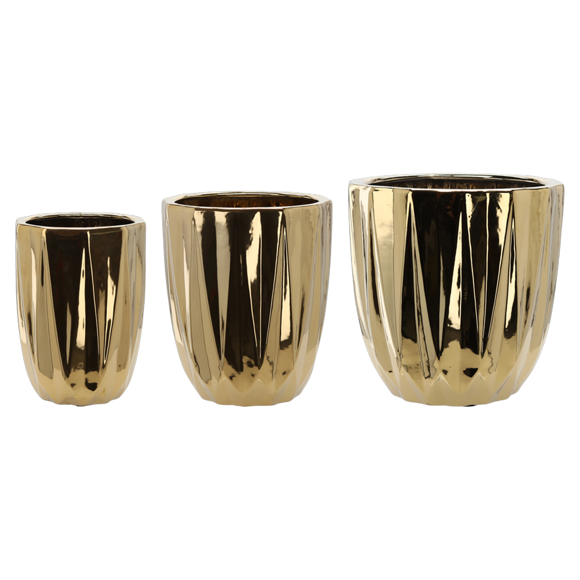Sæt med 3 Krukker Bellatrix Guld Ø40x40, Ø30x36 & Ø24x32 cm