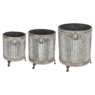 Set med Fotad Rund Kruka 3 st <strong>Lind</strong>  Zink