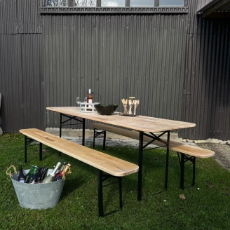Trädgårdssæt med Bord 220x70 cm & 2 Bænke 220x25 cm <strong>Beam</strong>  Træ
