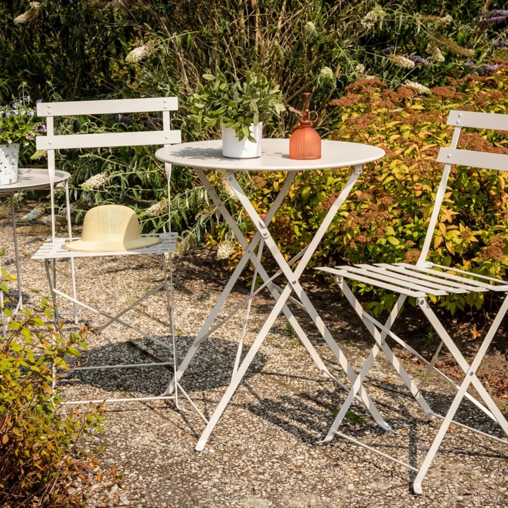 Trädgårdssæt med Bord Ø 60 cm & 2 Stole Buvette Gråbeige