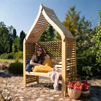Pergola med Halv Spaljé <strong>Granbern</strong>  Træ