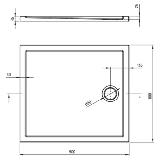 Duschhjørne med Brusekar <strong>Funkia</strong> Evo Rektangulær Titanium 80x90 cm