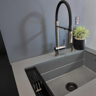 Granit Køkkenvask <strong>Magnetic</strong>  Grå Metallic Mat 76x52 cm med Vandlås