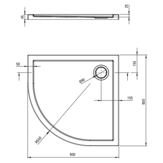 Duschhjørne med Brusekar <strong>Funkia</strong> Evo Rund Krom 80x80 cm