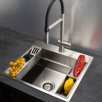 Rostfritt Stål Diskho <strong>Magnetic</strong>  Krom Matt 60 cm med Tillbehör & Vattenlås