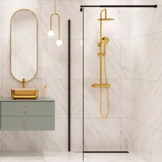 Brusesæt <strong>Lumitherm</strong>  Guld Blank med Termostat