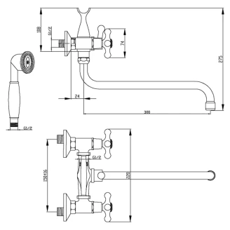 Badekararmatur <strong>Loxley</strong>  Krom Blank 30 cm