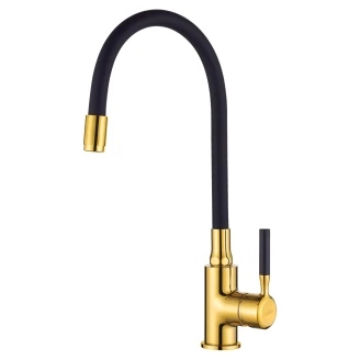 Køkkenarmatur <strong>Tresse</strong>  Sort-Guld med fleksibel tud