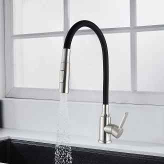 Køkkenarmatur <strong>Taormina</strong>  Sort-Inox Mat med fleksibel tud