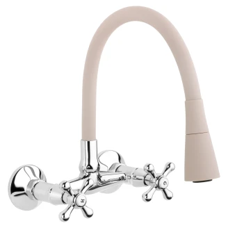 Vægmonteret Køkkenarmatur <strong>Loxley</strong>  Beige Mat med fleksibel tud