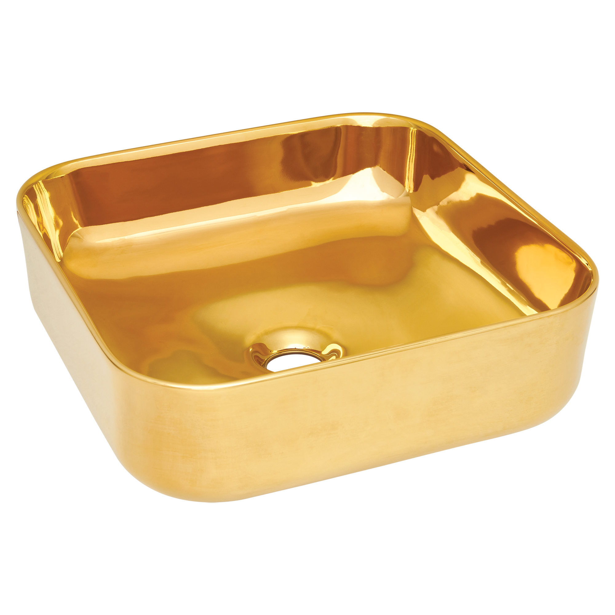 Håndvask Rille Kvadratisk Guld Blank 39 cm