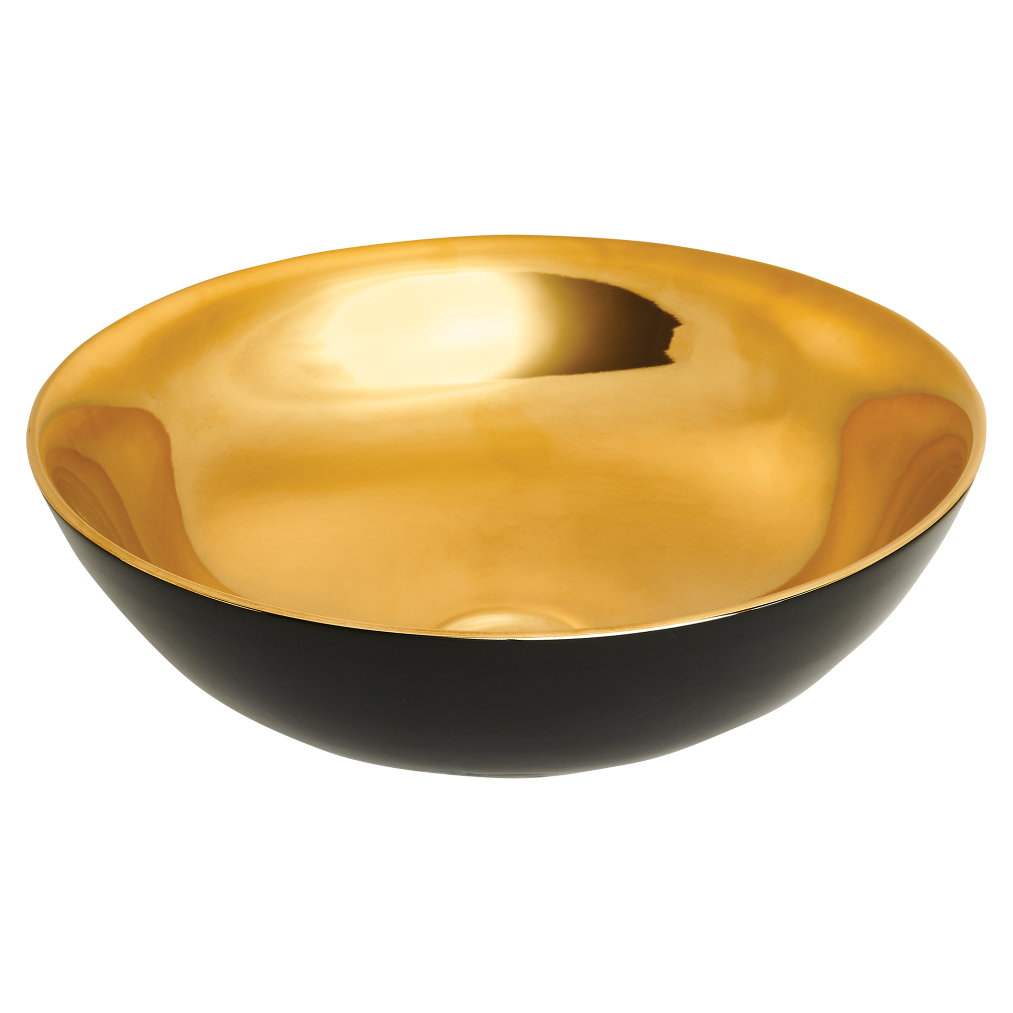 Håndvask Rille Rund Guld-Sort Blank 40 cm