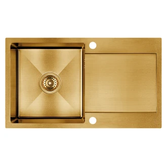 Rostfrit Stål Diskbænk <strong>Orviane</strong>  Guld Mat 44x76 cm med Vandlås