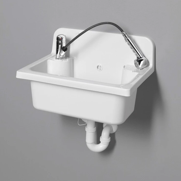 Plastisk Uslagsvask Tvaro Hvid Blank 55x37 cm med Vandlås