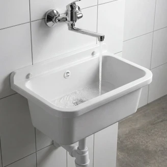 Plastisk Uslagsvask <strong>Tvaro</strong>  Hvid Blank 55x34 cm med Vandlås
