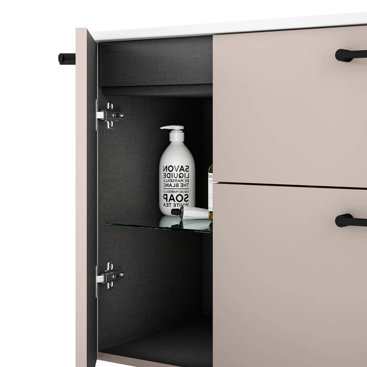 Vaskeskab Sort Ombra Beige 120 cm med Vask Hvid & Ben