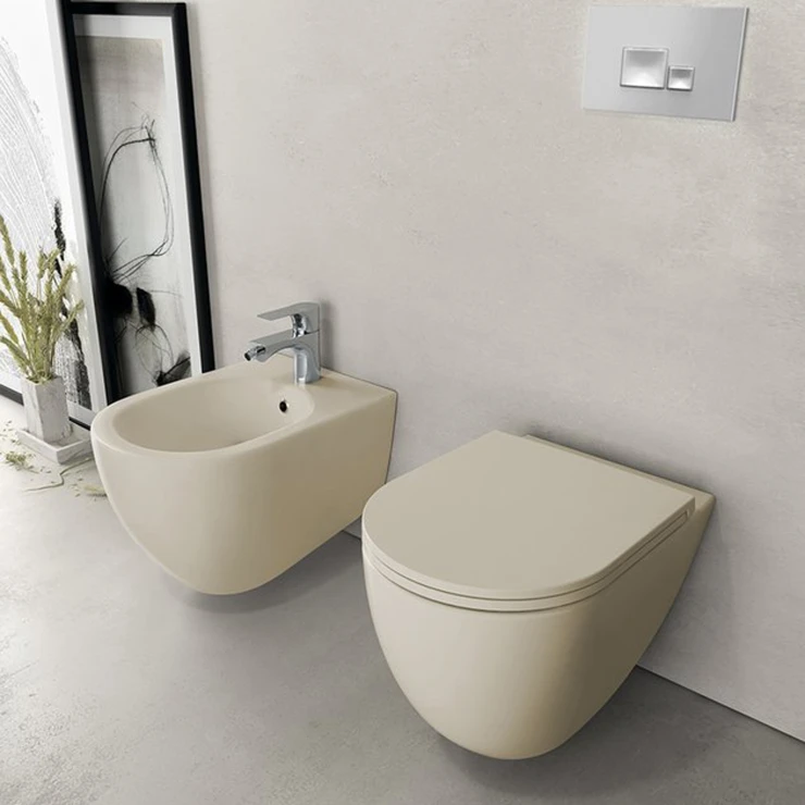 Væghængt Toiletpakke Calma Beige Mat med Indbygningscisterne Alca