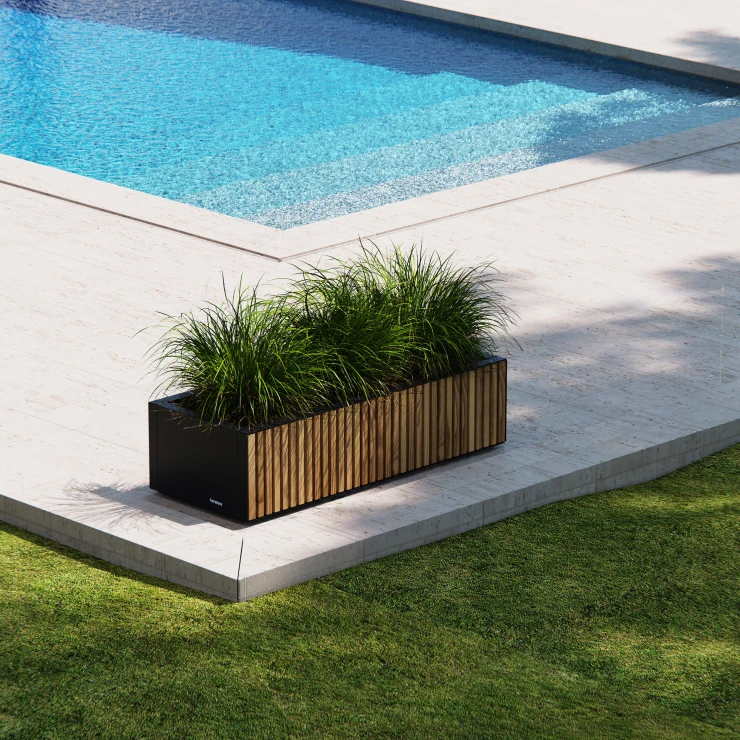 Herstera Udendørskrukke Hontanar Termotræ, Sort 100x40x25 cm