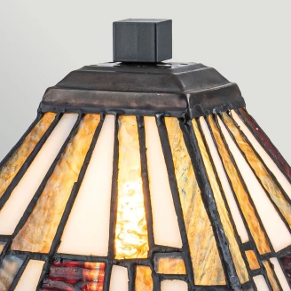 Quoizel Bordlampe S Inglenook Bronze, Kunstglas