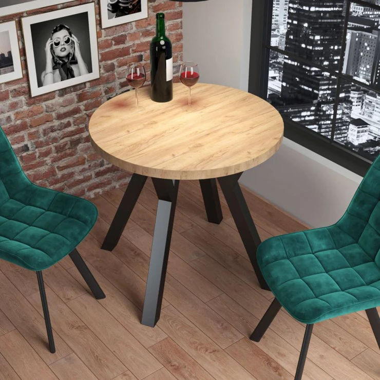 Sidebord Yaz Eg Guld Ø 80 cm