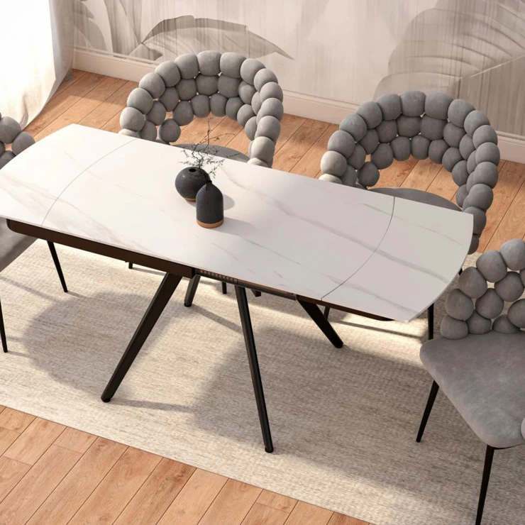 Spisebord Tivaro Hvid Marmor, Sort 120-180x80 cm