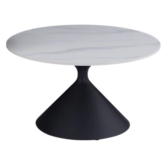 Sofabord Ø 72 cm <strong>Calceas</strong>  Hvid Marmor, Sort