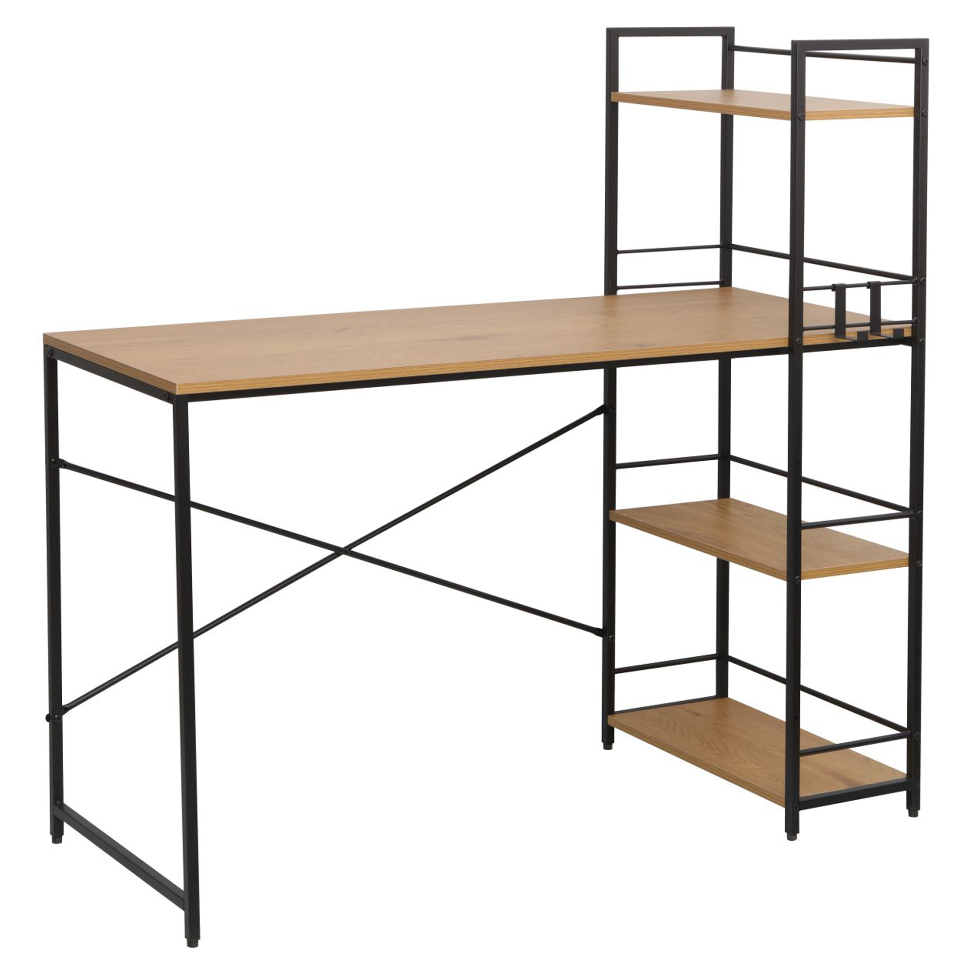 Skrivebord med Hylder Verbage Træ, Sort