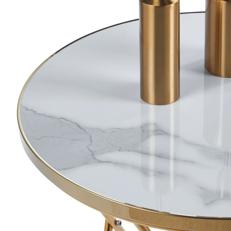 Sidebord Marbly Hvid, Hvid Marmor Ø 50 cm
