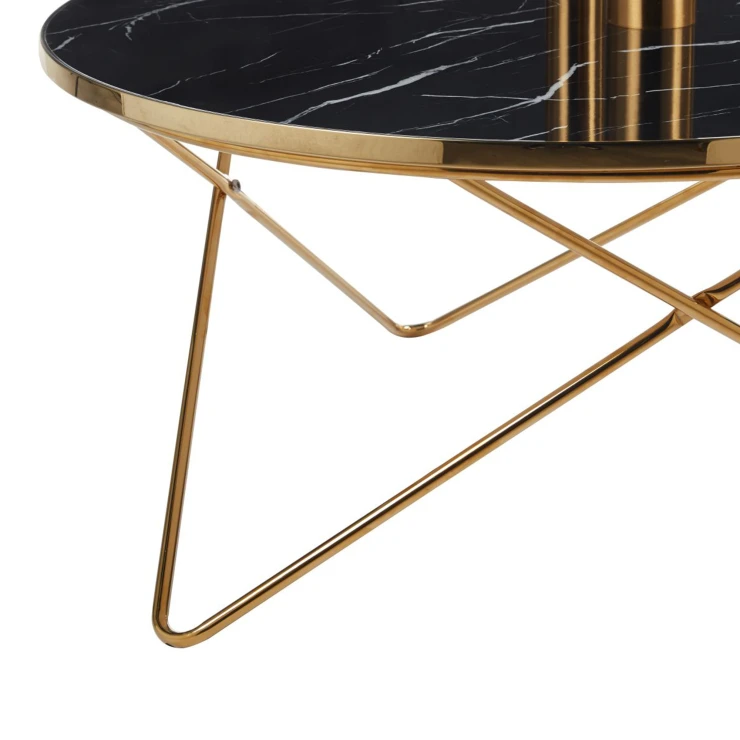 Sidebord Marbly Sort, Sort Marmor Ø 80 cm