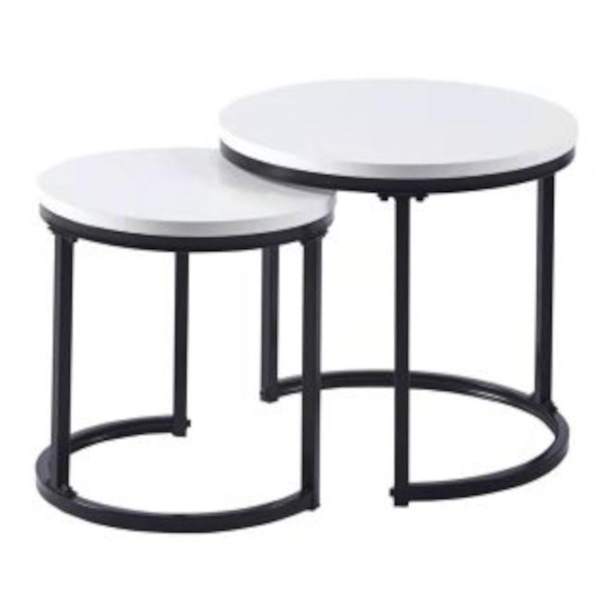 Sæt med Sideborde Ellison Hvid Ø 50 cm & Ø 40 cm