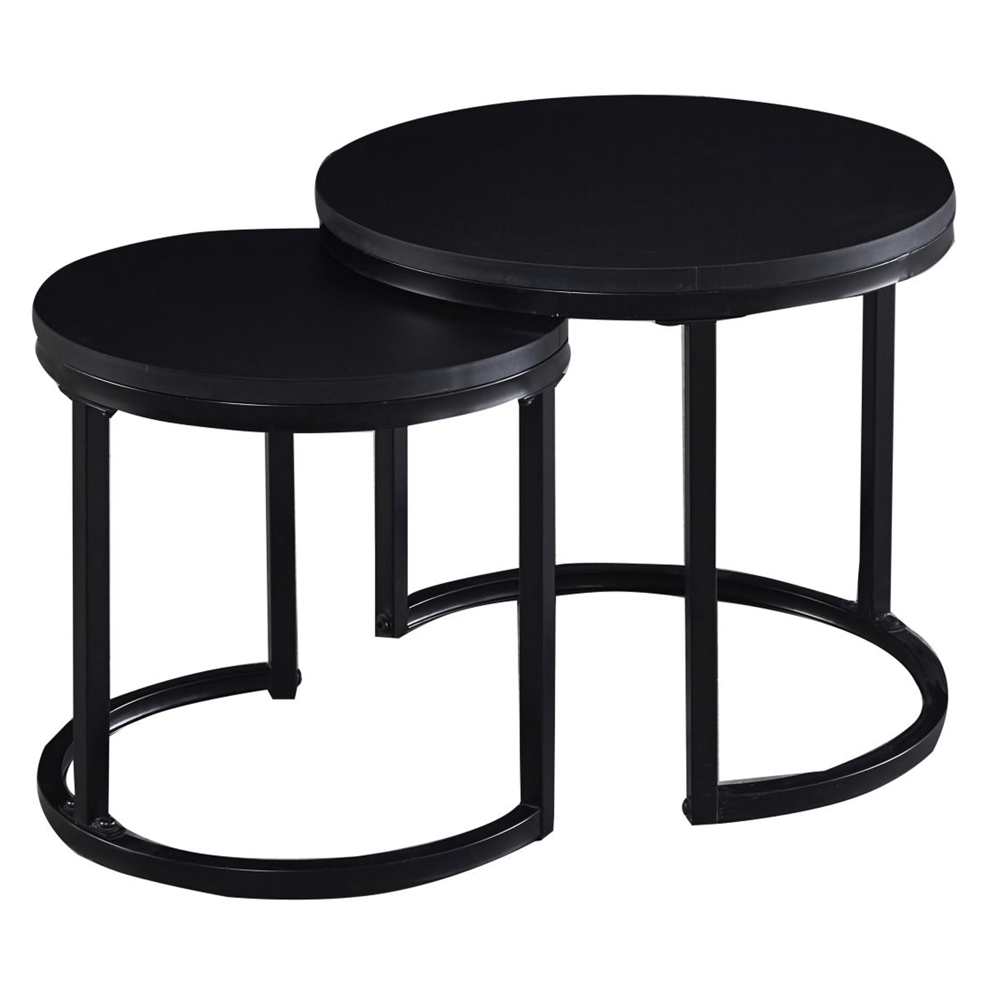Sæt med Sideborde Ellison Sort Ø 50 cm & Ø 40 cm