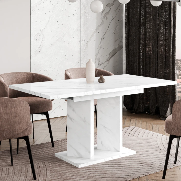 Spisebord Fenton Hvid Marmor 120-180x80 cm