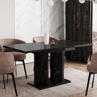 Spisebord <strong>Fenton</strong>  Hvid, Sort Marmor 120-180x80 cm