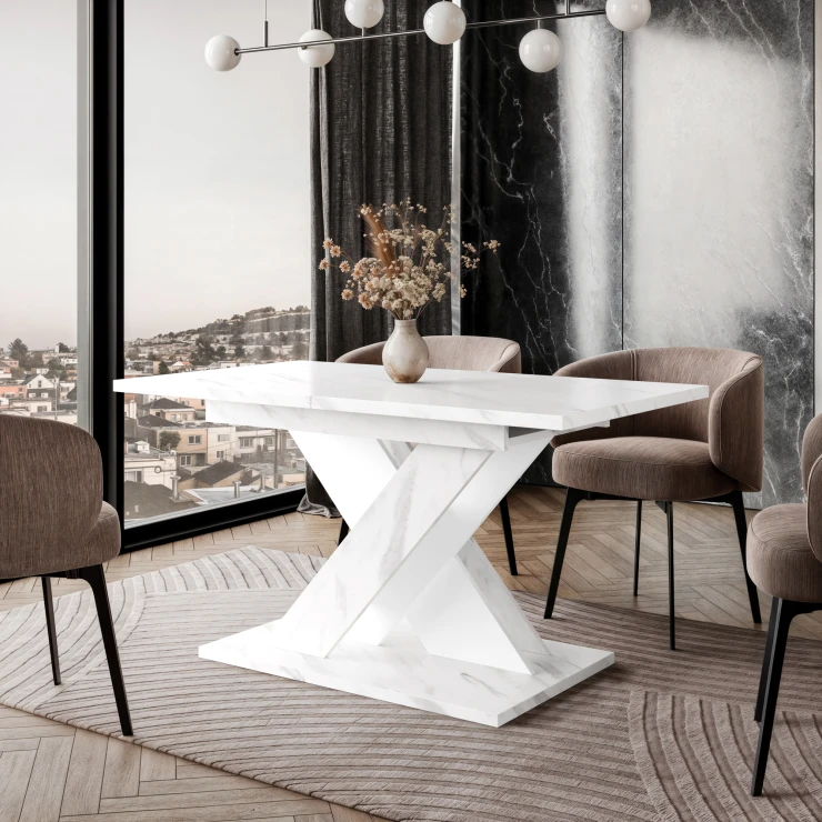 Spisebord Benton Hvid Marmor 120-160x80 cm