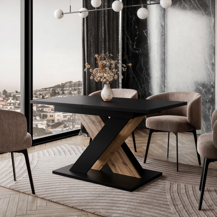 Spisebord Benton Sort, Træ 120-160x80 cm