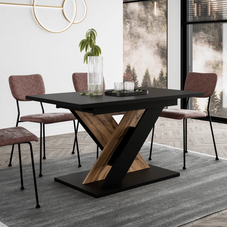 Spisebord Benton Sort, Træ 140-180x80 cm
